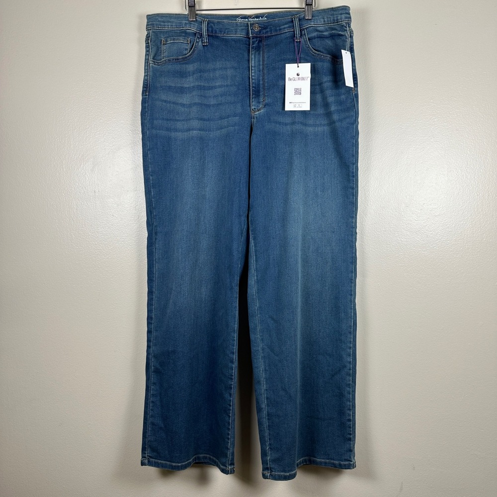 Gloria Vanderbilt Women's 18 Wide Leg Jeans Blue Gallatin Knitology Y2K NW